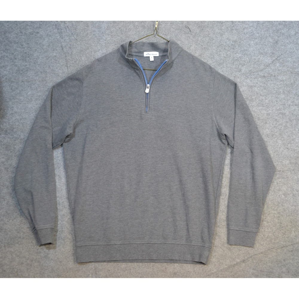 Peter Millar Sweater Mens M Gray Cotton Modal 1/4 Zip Mock Neck Knit Pullover